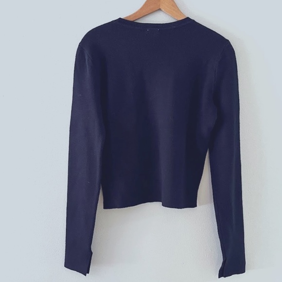 Abercrombie+Fitch Black Cropped Stretch Sweater, Sz L - Picture 2 of 5